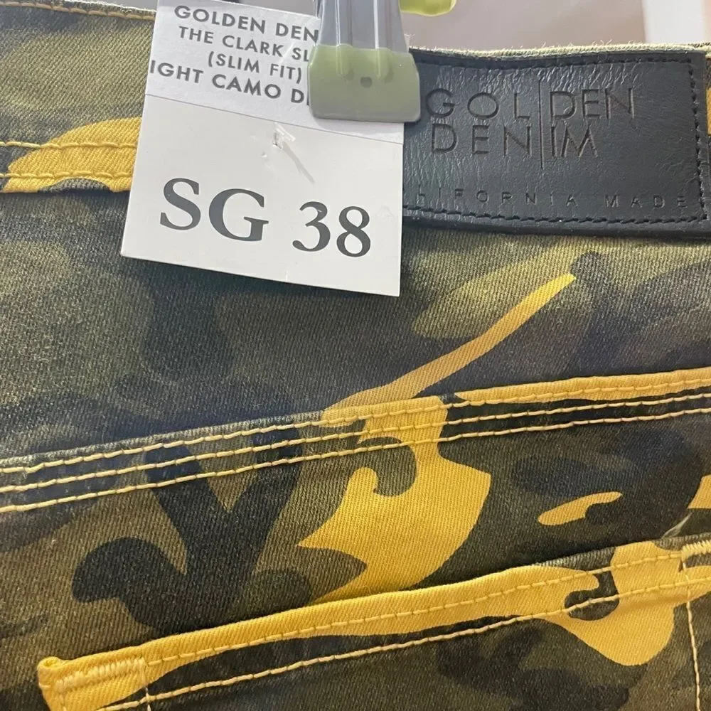 NWT Golden Denim The Clark Slim Fit Light Camo Denim